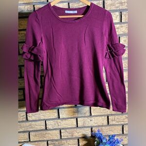 Purple Octavia sweater ruffle sleeves‎